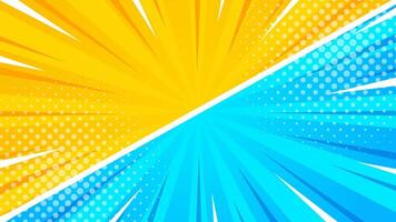 Bright orange and blue comic-style background. Comic sunburst effect background with halftone. Suitable for templates, sale banners, events, ads, web and pages vector