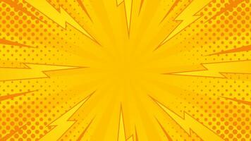 Bright orange-yellow comic background. Comic sunburst effect background with halftone. Suitable for templates, sales banners, events, ads, web, and pages vector