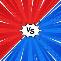 Red and blue versus comic-style background. Pop art comic sunburst effect background with halftone. Suitable for templates, sale banners, events, ads, web and pages vector