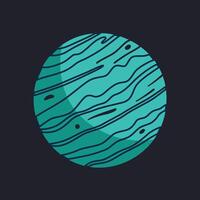 illustration of a planet, Neptune or Uranus in flat cartoon style. A whimsical, fun, and artistic depiction of a celestial body in space, for astronomy and science designs vector