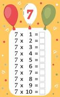 Multiplication tables for kids.Time table for kids.Colorful multiplication table. vector