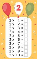 Multiplication tables for kids.Time table for kids.Colorful multiplication table. vector
