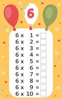 Multiplication tables for kids.Time table for kids.Colorful multiplication table. vector