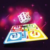 Ludo board game Pegs rolling dices, token, Background vector