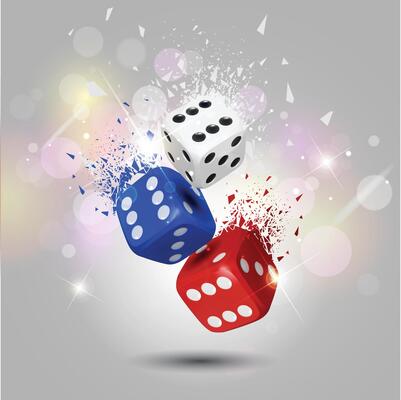Rolling dices blue, red, white fast Ludo, token, pegs Background