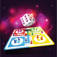 Ludo board game Pegs rolling dices, token, Background vector