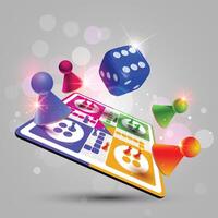 Playing Ludo board game, token, pegs Background vector