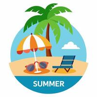 Summer design with sunglasses and palm at island with white background for your Tshirt design, Apparel or your event background vector