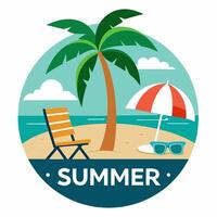 Summer design with sunglasses and palm at island with white background for your Tshirt design, Apparel or your event background vector