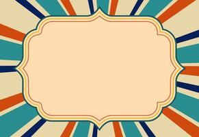 Empty frame template cover with classic sunburst rays pattern background vector