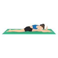 Woman doing Monkey Pose Forward Bend or Hanumanasana Forward Bend yoga exercise. vector