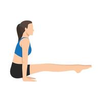 Woman doing Celibate Pose, Continence Pose or Bhramacharyasana, Tolangulasana yoga exercise. vector