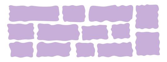 Set rectangle and square paper quote frames, quote text box, empty form with wavy edge. Dilog or title border. Hand drawn speech bubble. vector