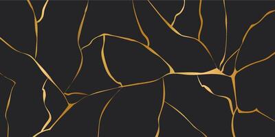 Kintsugi gold simple break lines, asian geaometric crackle. Surface with crack print, effect. Moderm cover golden broken texture. vector