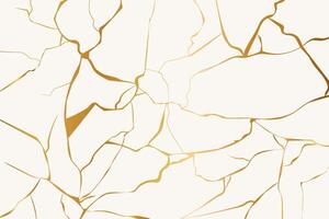 Kintsugi gold simple break lines, asian geaometric crackle. Surface with crack print, effect. Moderm cover golden broken texture. vector