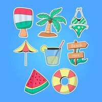 Set of Summer element stickers collection vector