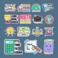 set of back to school phrase sticker collection vector