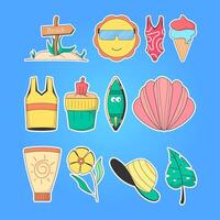 Set of Summer element stickers collection vector