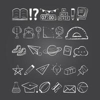 set of hand drawn chalk drawing back to school element collection vector