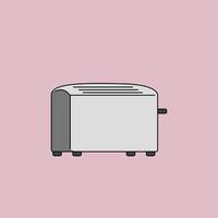 a white toaster with a black handle on a pink background. vector