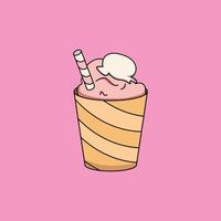 a cartoon drawing of a ice cream in a cone vector