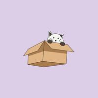 a cartoon of a box with a cat on the top vector