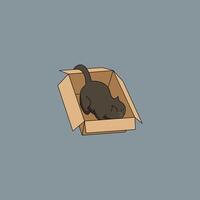 a black cat in a box vector