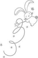 Hand drawing of bunny with magic wand vector