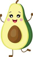 Funny happy avocado character mascot vector