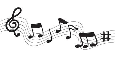 Musical note design element in doodle style vector