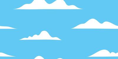 Sky with Clouds illustration in flat style. Sky and clouds background. Cloudy cartoon illustration in blue color. vector