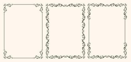 Set of frames with swirls in vintage style vector