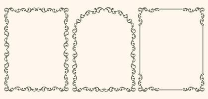 Set of frames with curls and monograms vector