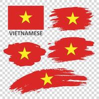 A set of flags of Vietnam painted with a brush by hand vector