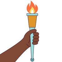 Hand holding torch with flaming fire vector