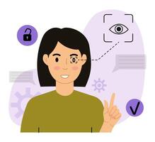 Man Using Facial Recognition on Smartphone vector