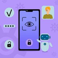 Facial Recognition Unlock on Smartphone vector