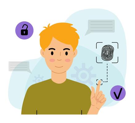 Man Using Fingerprint Scanner for Security
