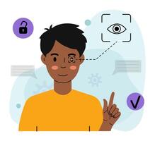 Man Using Iris Scan for Access vector