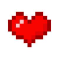 Red Heart pixel art, 8 bit pixel heart, Pixel heart. Pixel heart icon for 8 bit game vector