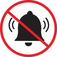 Forbidden loud sound icon. Prohibited bell ring symbol. The bell is crossed out with a red line sign. No noise logo. flat style. vector