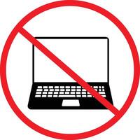 Forbidden laptop icon. Prohibited computer symbol. No notebook sign. flat style. vector