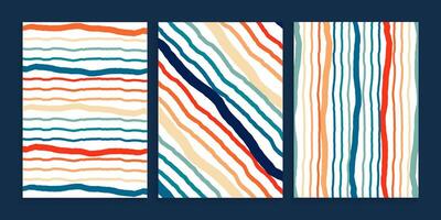 Hand drawn lines cover design in retro color vector