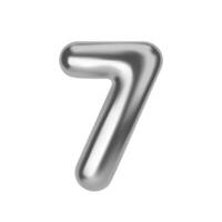 Silver number 7. Foil and latex balloon number seven in 3d style. Realistic design elements isolated on white background. illustration vector