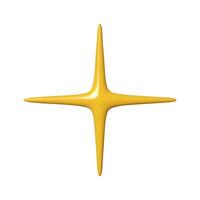 Realistic glossy yellow star with minimalist design. 3D abstract geometric shape is perfect for modern art, graphic design projects, and contemporary decor. illustration vector
