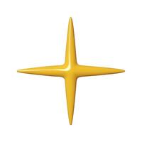 Realistic glossy yellow star with minimalist design. 3D abstract geometric shape is perfect for modern art, graphic design projects, and contemporary decor. illustration vector