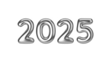 Happy New 2025 Year. Silver number made of chrome in the form of balloons. Realistic 3d render. illustration vector