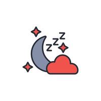 night icon. .Editable stroke.linear style sign for use web design,logo.Symbol illustration. vector