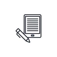 e reader icon. .Editable stroke.linear style sign for use web design,logo.Symbol illustration. vector