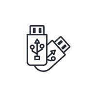 Usb icon. .Editable stroke.linear style sign for use web design,logo.Symbol illustration. vector